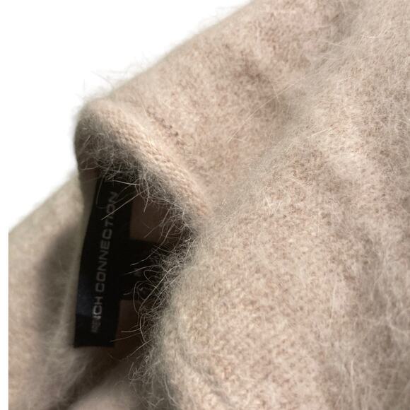 French Connection Women's Angora Vneck Zip Cardigan Sweater Sz M Cream - Picture 3 of 8